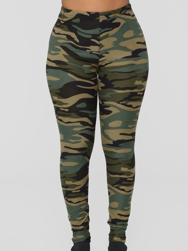 Women Print Tight Workout Camouflage Pants Push Up Leggings Fitness High Waist Trousers Gray Green Gym Clothing Dropshipping