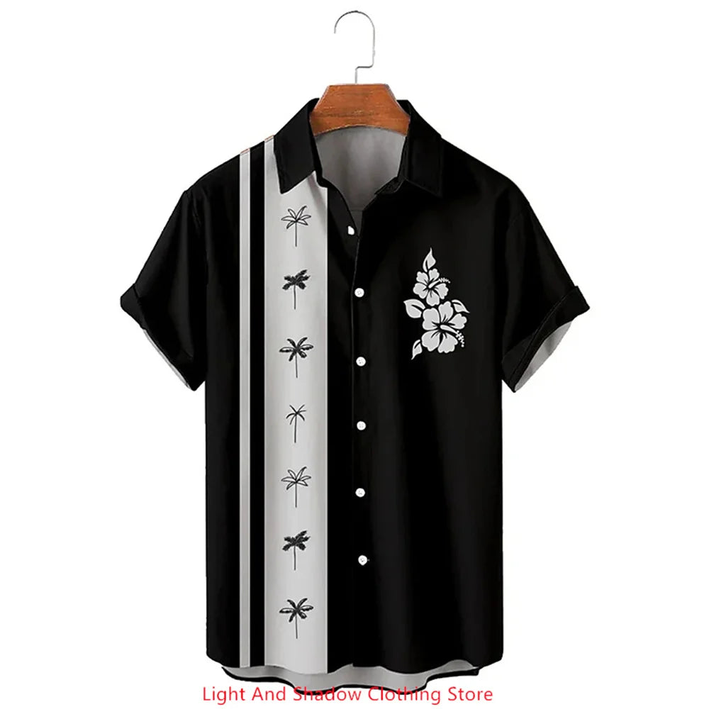 Men's button up shirt short sleeved sports fashion streetwear outdoor casual daily summer spring collar printed button up shirt