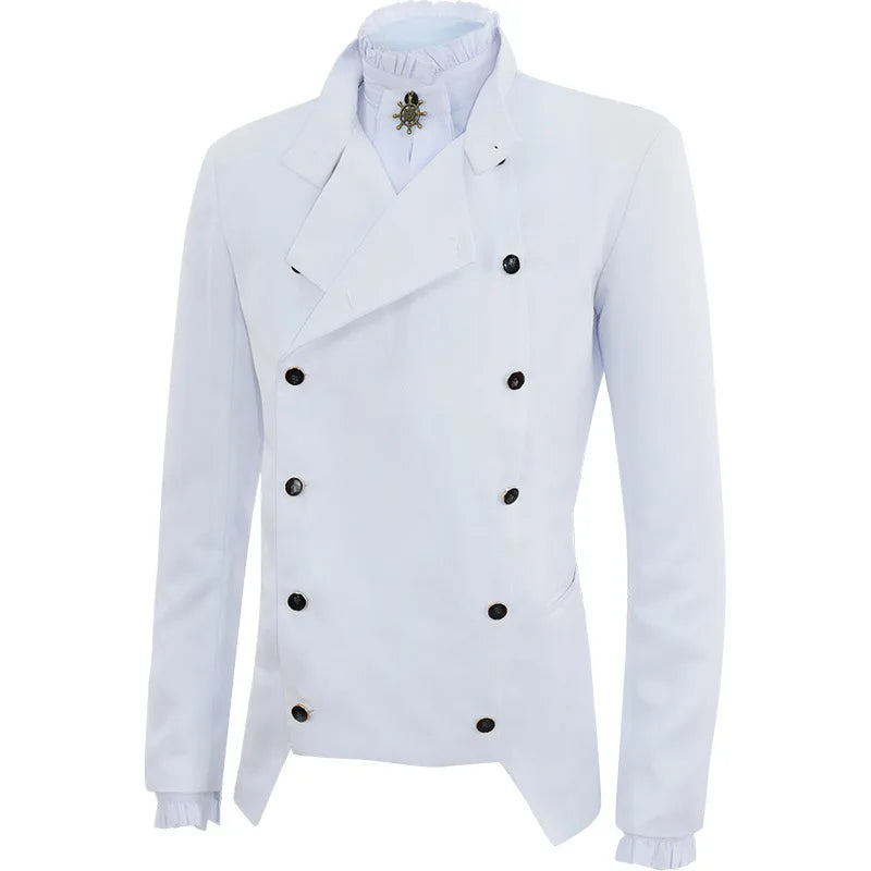 Men Gothic Blazer Double-breasted Korean Punk Small Suits New Casual Jacket Fashion Slim Gentleman Party Solid 2024 Clothing