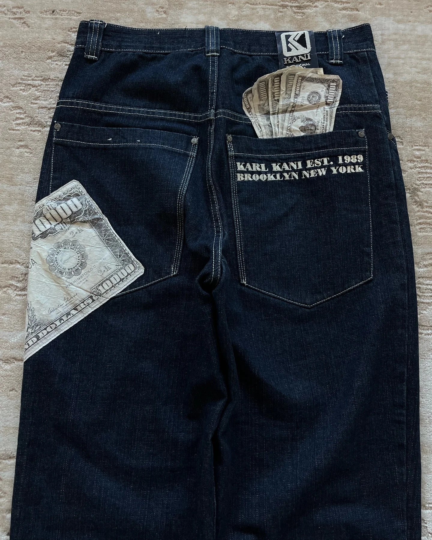 Harajuku Money Print Streetwear Jeans High Waist Wide Trouser Black Pants Streetwear Men Hip Hop Women Embroider Y2k Baggy Jeans