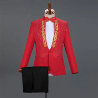 2025 Men's Stage Costume Suit Sets 2PCS Fashion Luxury One Button Sequin Embroidery Suit Jacket+Pants Male Singer Host Clothes