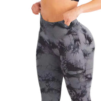 Designer yoga trousers tie-dyeing craftsmanship wide waist slim fit seamless peach hip sports trousers