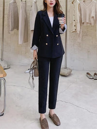 New Fashion Women Blazer Pants Two-Piece Set Office Lady Slim Pants Suits Female Fashion Blazer Suit