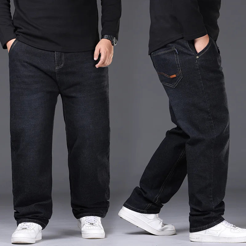Plus Size Men's Jeans 42-50 High Stretch Denim Fabric Large Size Pants for 45-150kg Jeans Hombre Wide Leg Jeans Pantalon Homme