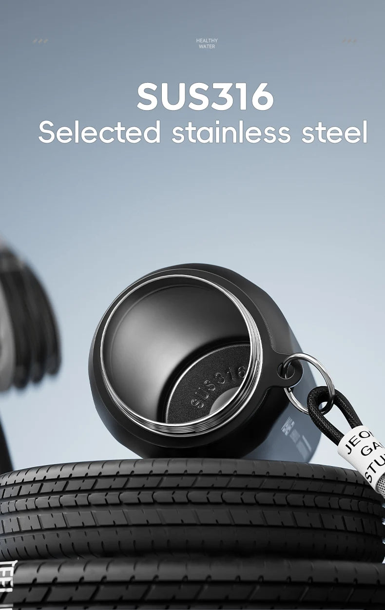 One Button Open Water Bottle with Lifting Rope, Large Capacity Stainless Steel Thermos Bottle,Outdoor Sport Vacuum Flasks