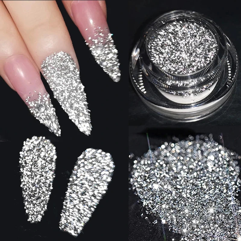 Reflective Glitter Nail Powder Laser Silver Sparkling Sequins Nail Art Shinning Chrome Pigment Dust UV Gel Polish Decoration DIY