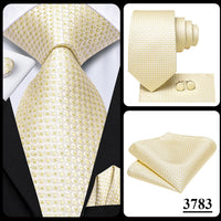 Hi-Tie Champagne Floral Paisley Silk Elegant Tie For Men Groom Wedding Men Necktie Pocket Square Cufflink Accessory Wholesale