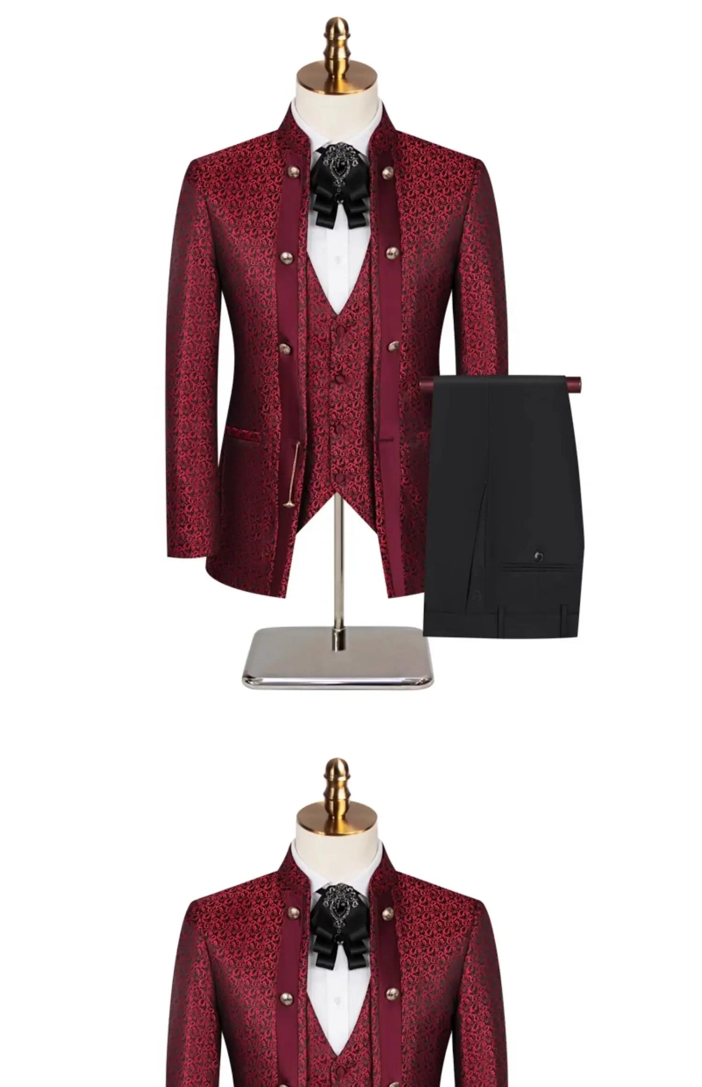 2025 New Wedding Host Performance Men's Suit Dress Three-piece Botanical Floral Pattern  Blazer  for Men with Pants and Vest