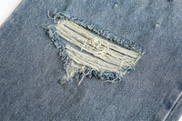 Ripped Jeans Mens With Rivets Pocket Retro High Street Washed Distressed Loose Wide leg Denim Pants Men