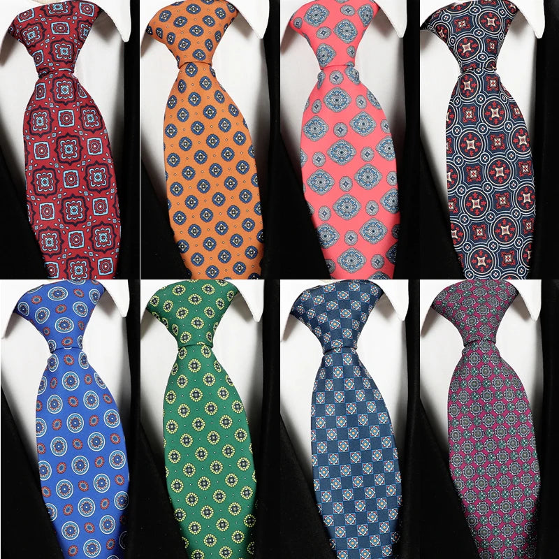 Fashion 8CM Mens Necktie Print Patterns Classic Neck Ties For Man Groom  Handfeel Polyester Necktie Business Wedding Accessories