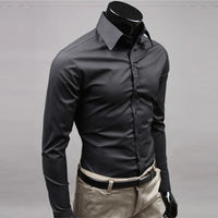 Men\'s Long Sleeve Button Up Shirts Solid Slim Fit Casual Business Formal Dress Shirt Suit for Wedding