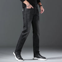 Jeans men straight tube loose 2024 autumn new item business elastic men's versatile casual pants trendy brand long pants men