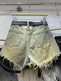 Women's Blue Ripped Denim Shorts Fashion High Waist Shorts Jeans Y2k Korean Mini Jeans Shorts Harajuku 90s 2000s Clothes Summer