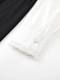 European and American fashion, sunny, large-sized solid color contrast 2-in-1 long-sleeved dress, floor-length dress