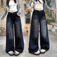INS Style Straight Leg Y2K Jeans High Waist Loose Retro Jeans Women Autumn Baggy Denim Pants Streetwear
