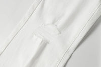 Mens White Jeans Pants Slim Fit Streetwear Distressed Black Denim Overalls Retro Y2k Solid Color Straight-leg Jeans Men Ripped