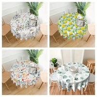 1PC Spring Lemon Tablecloths, Stain Resistant And Waterproof, Wrinkle Resistant Boho Watercolor Abstract Floral Leaves Rustic Ta