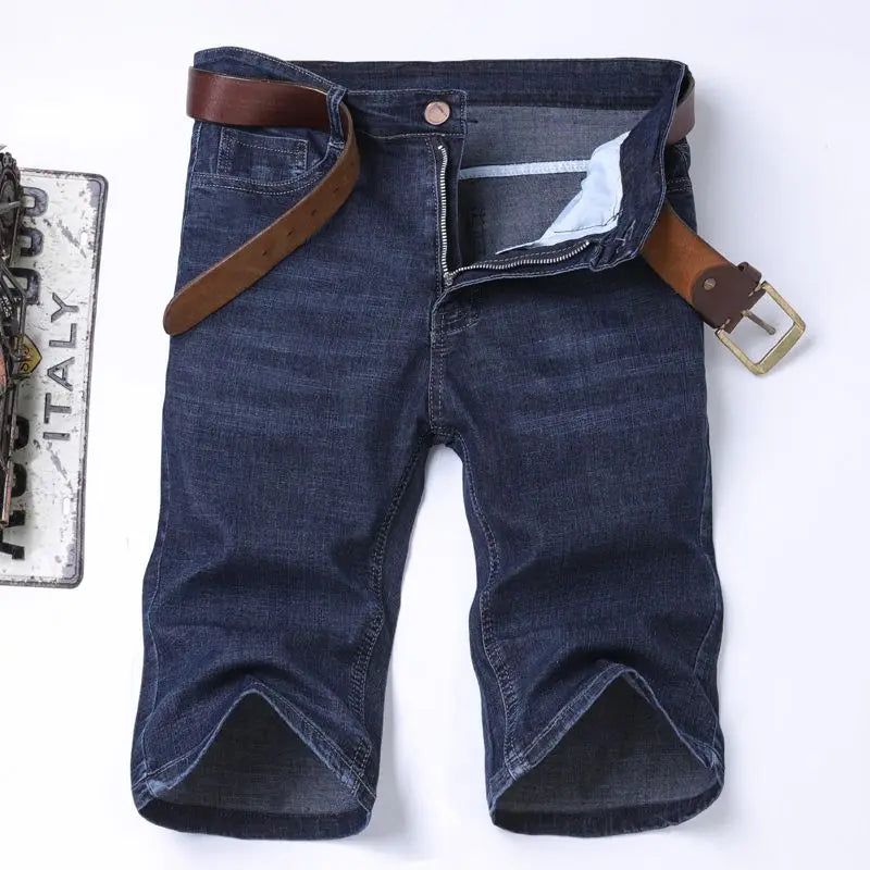 2025 New Denim Shorts for Men's Spring and Summer Trendy Brand Thin, Elastic, Loose, Straight, Casual, Five Point Middle Pants