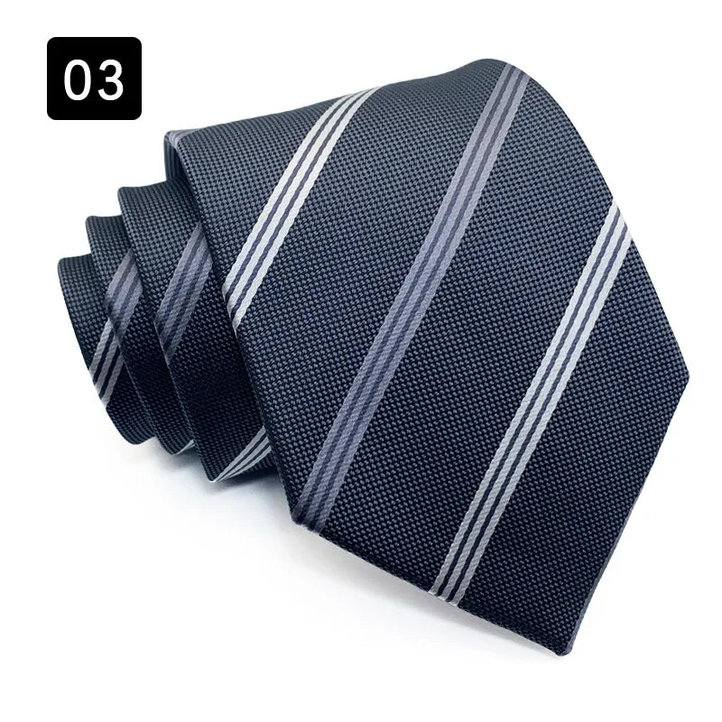 Wholesale 8CM Men's Necktie Classic Ties For Man Wedding Business Party Stripes Striped Jacquard Neck Tie Ascot Accessories