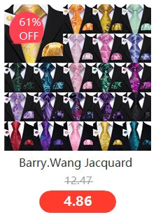 Barry.Wang Gold Silk Mens Tie Hanky Cufflinks Set Yellow Beige Orange Luxury Jacquard Necktie For Male Wedding Business Party