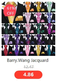 Barry.Wang Gold Silk Mens Tie Hanky Cufflinks Set Yellow Beige Orange Luxury Jacquard Necktie For Male Wedding Business Party