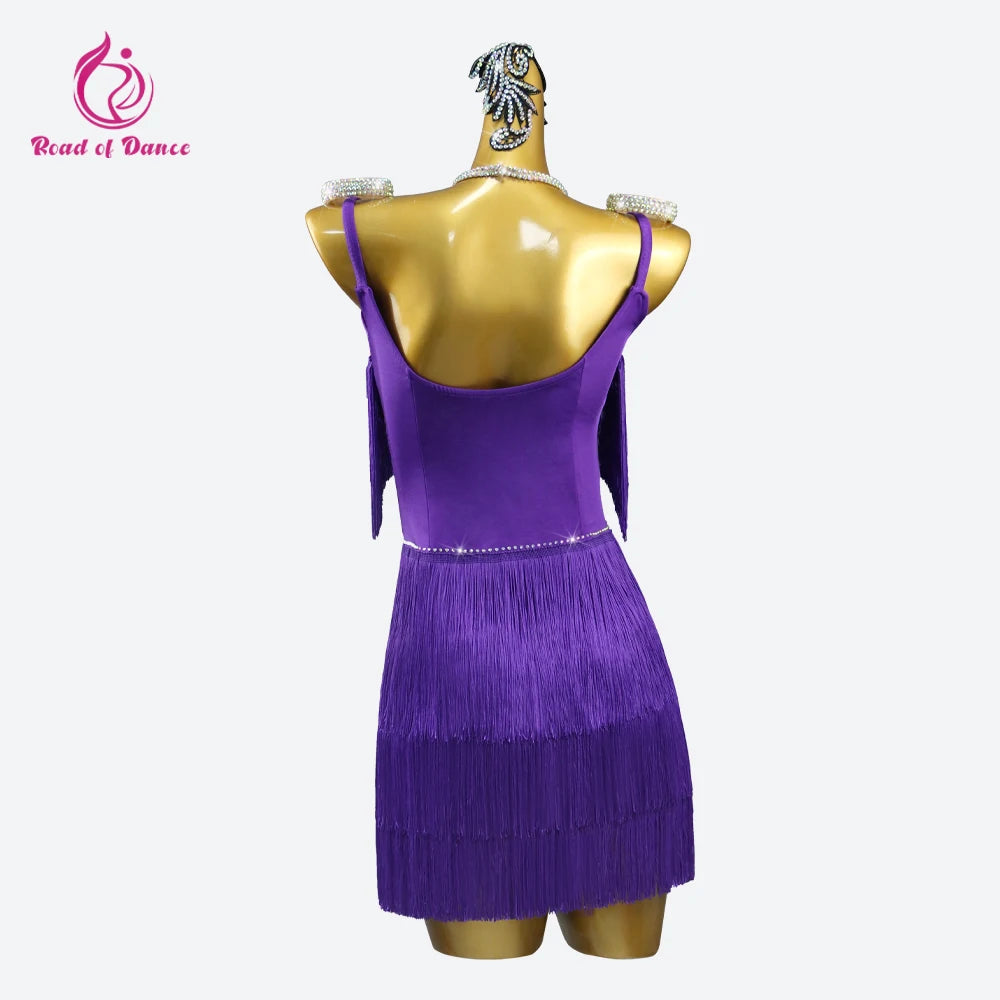 2025 Dress For Dance Parties Dancewear Women's Latin Dance Suit Sexy Clothing Kids Fringed Skirt Practice Ballroom Costume Stage