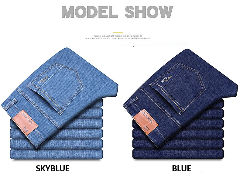 Men's Denim Jeans Thin Summer Straight Business Soft Fashion New High Quality Pants New Arrivals Dropship OL Work Trousers