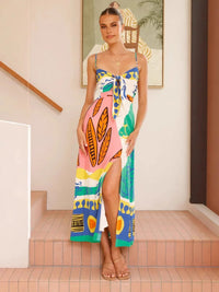 Sexy  Knot Belted Svel Split Dr Women's Cleanfit Sle Polyester Fabric mid Waist Print Skirt Basic Model