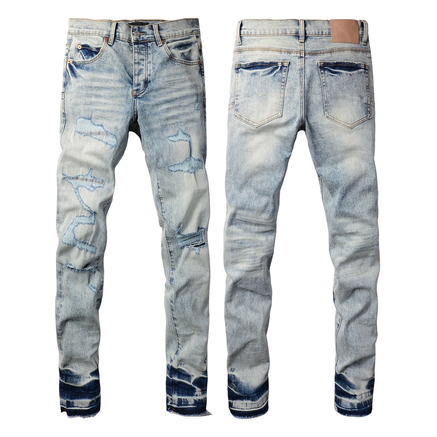 2025 American Jean Print Pants 9089 Style High Waist Loose Fit Straight Leg Blue Jeans Women's Fashion Casual Trousers