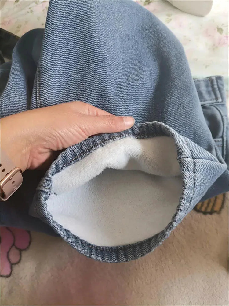 Women Warm Wide Leg Jeans High Waist Velvet Vaqueros Casual Thick Baggy Pantalon Korean Fashion Straight Denim Trousers Winter