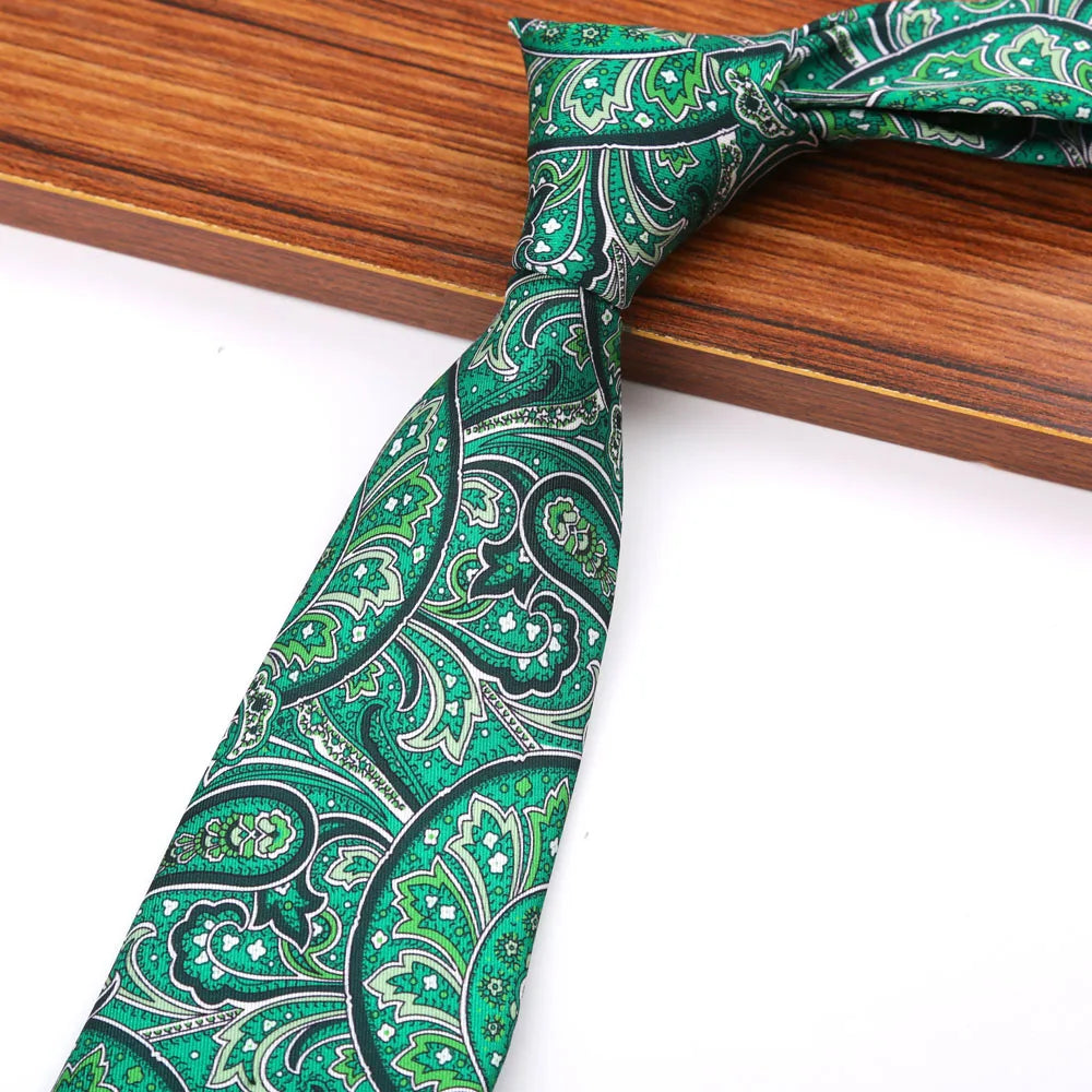 New 8CM Printing Ties For Men Necktie Paisley Floral Designer Scarf Tie For Groom Business Wedding Party