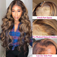 Ombre Blonde Body Wave Lace Front Wig HD Highlight Wig Human Hair Brazilian Glueless Wig 360 Full Lace Frontal Wigs For Women