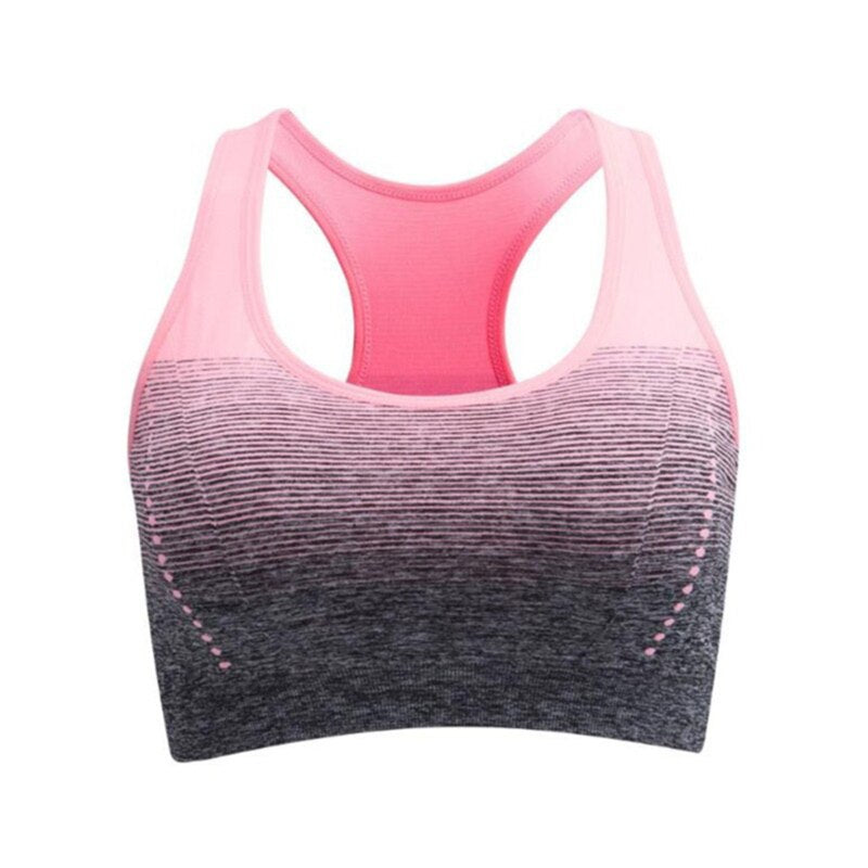 Women Running Sport Brassiere Tops Push Up Bras Gradient Sports Bra Quick Dry Padded Shockproof Gym Fitness