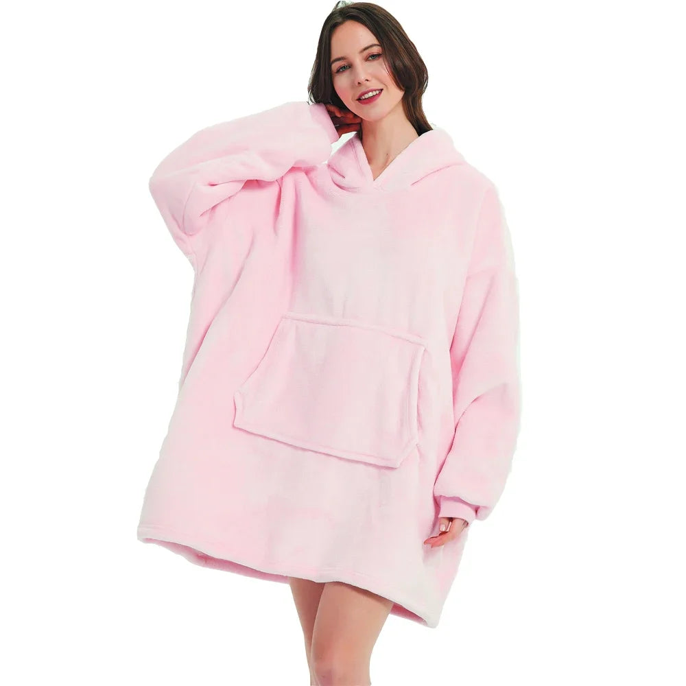 Winter Wearable Blankets Soft Warm Blanket Hoodie Sweatshirt Women Men Pullover Fleece Oversized Giant TV Blankets