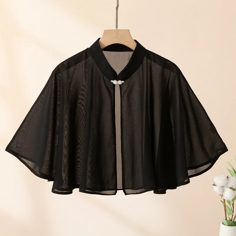 Spring Chiffon Short Outer Wear Sunscreen Shawl Women Sun Clothing Summer Sun Protection Air-Conditioning Cloak Lace Thin Jacket