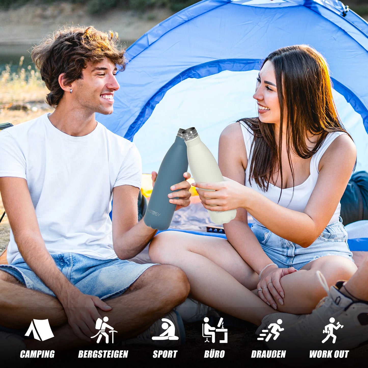 WATERSY 500ml Stainless Steel Vacuum Flask, Insulated Thermos Cup for Coffee & Water, Double Wall Thermal Bottle for Sports