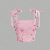 Solid Tie Shoulder Ruched Wide Strap Slim Fit Crop Top for Women Summer 2025 Y2K Clothes Pink Backless Cami Top Streetwear