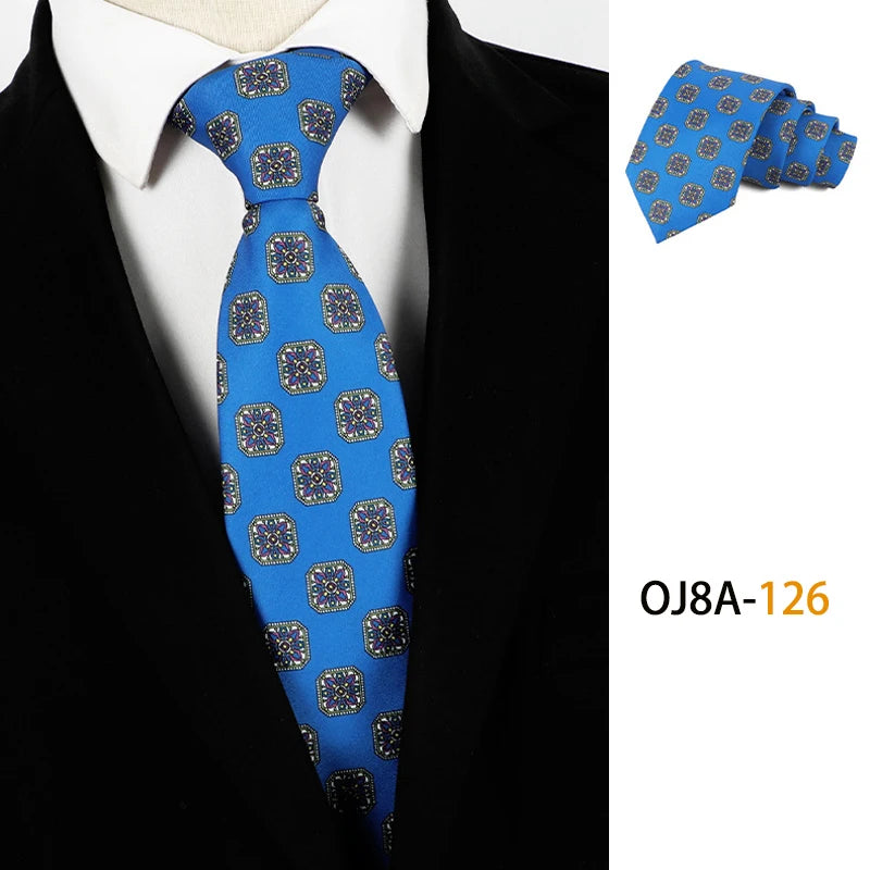 Fashion 8CM Mens Necktie Print Patterns Classic Neck Ties For Man Groom  Handfeel Polyester Necktie Business Wedding Accessories