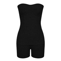 Sexy Solid Slim Suit For Women Fashion Strapless Side Split Top Elastic Waist Package Hip Shorts Two Piece Set 2026 Summer New