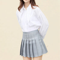 2023 Kawaii Pleated Tennis Skirt Women Sexy High Waist Solid Colors Cute Mini Skirt Pink White Shorts Korean Style Streetwear