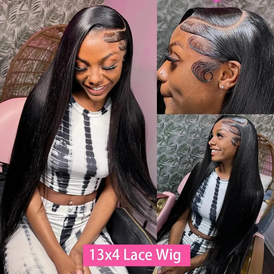 30 40 Inch Bone Straight Lace Human Hair Front Wigs 13x6 13x4 Hd Transparent Lace Frontal Wig 210 Density Lace Wigs For Women