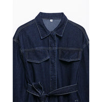 DUOPERI Women Fashion 2 Pieces Sets With Belt Denim  Jackets & Vintage Front Zipper Jeans Trousers Feamle Chic Lady Pants Sets