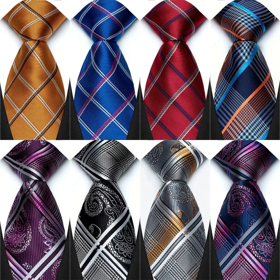 New Design Plaid & Checks 8cm Tie Red Blue Jacqurd Weave Neckties For Men Business Wedding Cravat Accessories Neck Ties Gifts