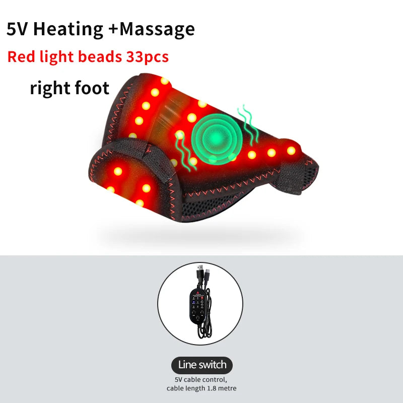 Carbon Fiber Portable Red Light Electric Heating Foot Protector - Vibration Massage Relieves Foot Numbness, Stiffness and Pain