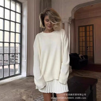 Autumn Solid Color O-neck Sweater Dress Sets Women's Clothing 2024 New Long Sleeves Fishion Style Loose Knitted Short Skirt Set