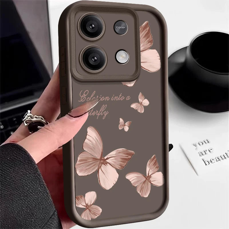 Shockproof Golden Butterfly Case For Xiaomi Redmi Note 13 12 Pro 5G 11 10 14 4G Poco F6 X6 X5 Pro 11T 13T 14T Pro Funda Luxury