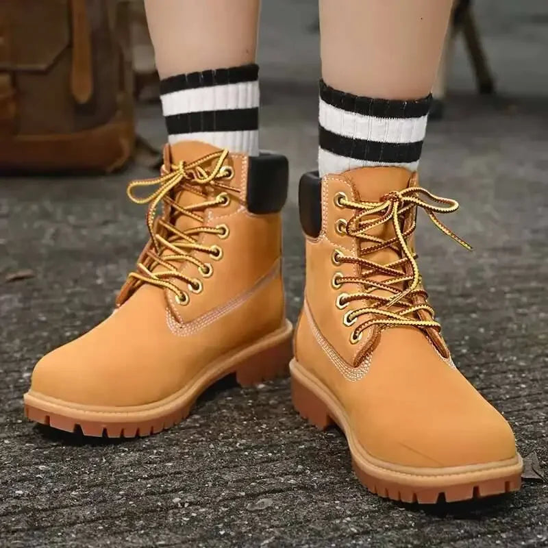 Boots Men High Top Boots Men's Leather Shoes Winter Fashion Plush Warm Shoes