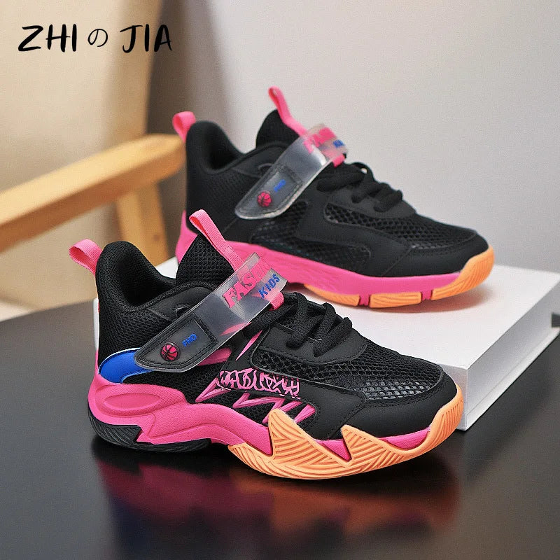 Children's New Training Basketball Shoes Summer Mesh Breathable Sneaker Outdoor Fashion Anti slip Running Footwear 31-40