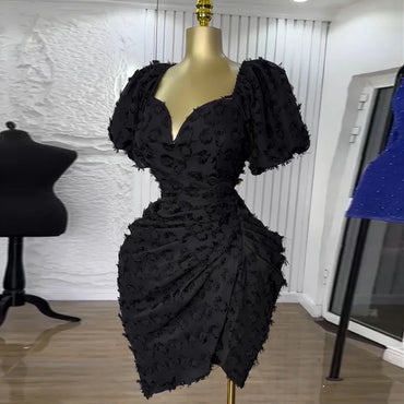 Women's Clothing 2025 Spring and Summer New Sexy V-neck Bubble Sleeves High Waist and Thin Pleated Short Dress