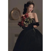 Black Evening Dress, Suitable for Everyday Wear, Birthday Party, Adult Ceremony, Hostess, Strapless Dress, Banquet, Long Dress
